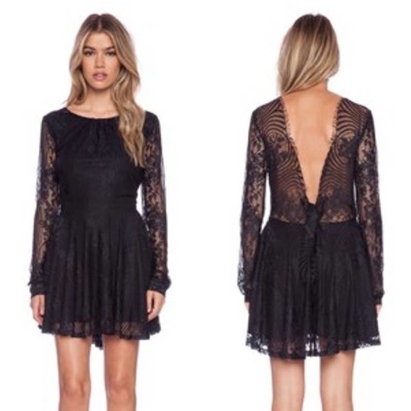 For Love and Lemons Lolo Black Lace Backless Dress - Picture 2 of 3